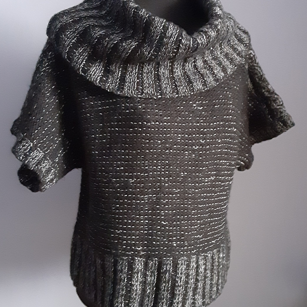 DKNY Jeans black short sleeve cowl sweater